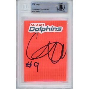 Cam Smith Autograph Miami Dolphins Football Endzone Pylon Beckett Authentic Slab